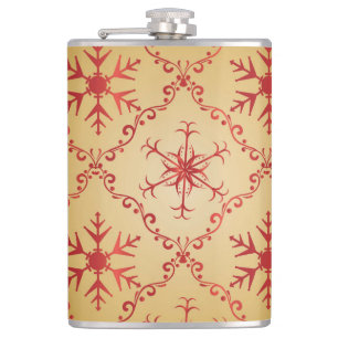 Flasques Red Christmas Stars on Gold