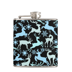 Flasques Reindeers de Noël Motif, teintes cool claires 01