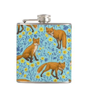 Flasques Renards et papillons sur le bleu de la piscine