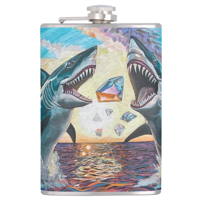 Flasques Requin glamour qui saute pour des gemmes brillante (Devant)