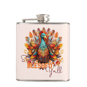 Flasques Restez béni Y'all avec une Turquie colorée