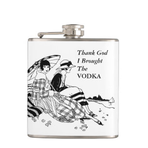 Flasques Retro Ladies On Beach Funny Vodka Alcool Citation