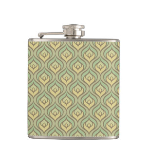 Flasques Rétro motif vert et jaune vintage