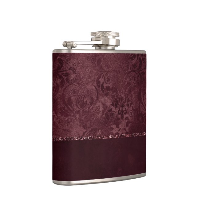 Flasques Romance Vin De Minuit | Dark Satiny Grunge Damask (Droite)