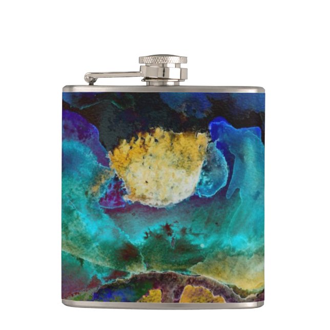 Flasques Romantique élégant tableau turquoise floral aquare (Devant)