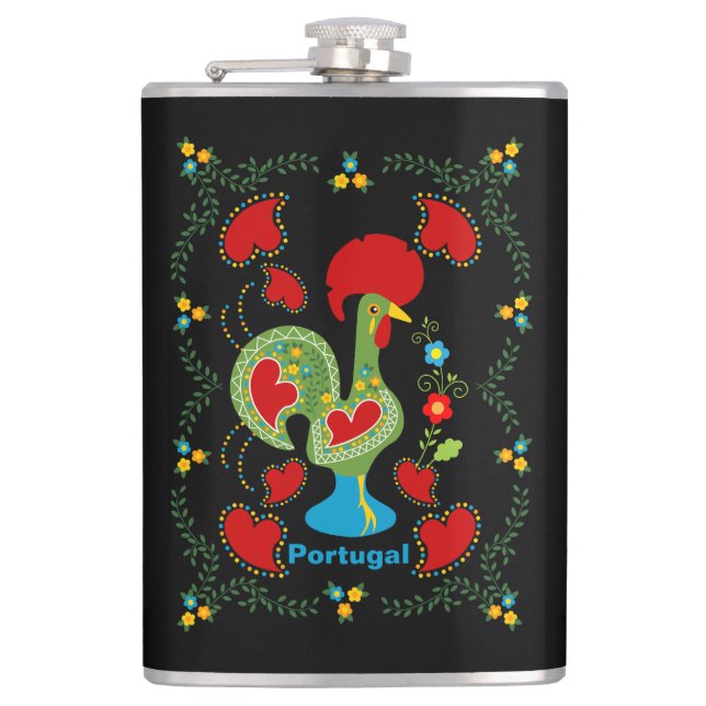 Flasques Rooster portugais de la chance en vert (Devant)