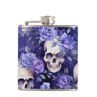 Flasques Rosas violetas con calaveras