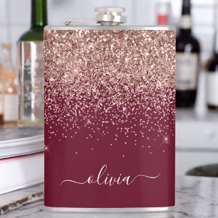 Flasques Rose Bourgogne Gold Blush Pink Parties scintillant