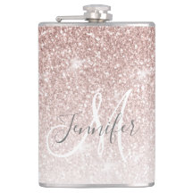 Rose Gold Pailleté Féminin Monogramme Enterrement 