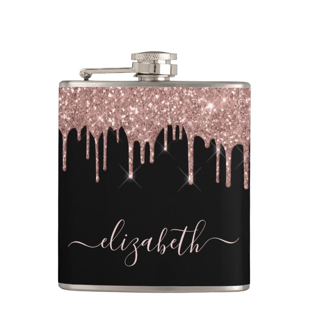 Flasques Rose Gold Parties scintillant Drives personnalisée (Devant)