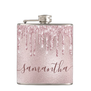 Flasques Rose gold rose monogramme enterrement de vie de je
