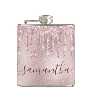 Flasques Rose gold rose monogramme enterrement de vie de je