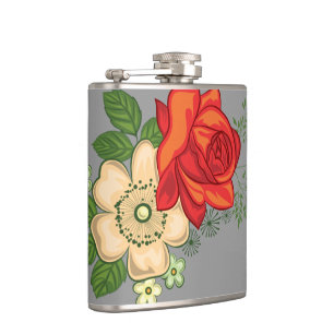Flasques Rose rouge et marguerites