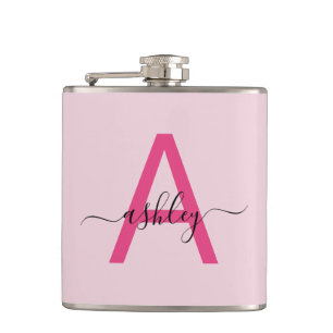 Flasques Rose vif Monogramme Fille d'enterrement de vie de 