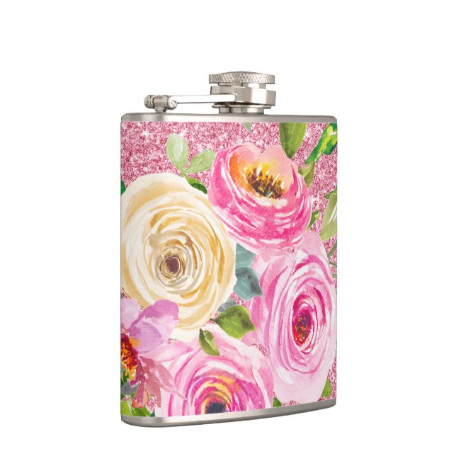 Flasques Roses d'aquarelle en Parties scintillant rose et c (Droite)