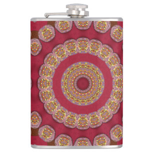 Flasques Rosettes rouge or jaune Mandala