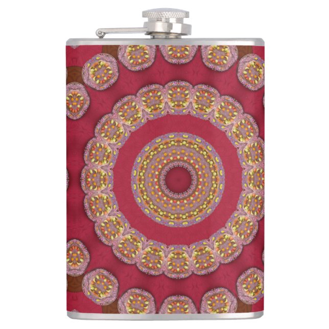 Flasques Rosettes rouge or jaune Mandala (Devant)