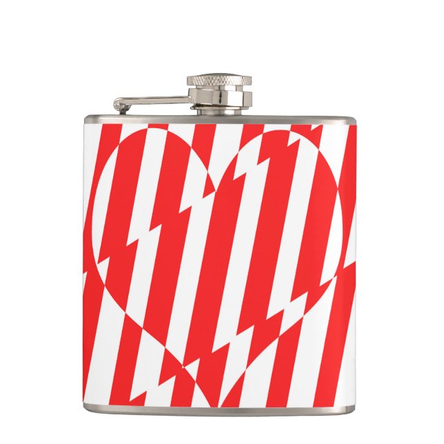 Flasques Rouge Abstrait n Blancs Valentine Coeur (Devant)