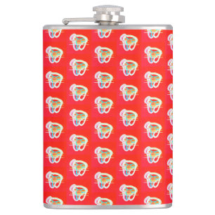 Flasques Rouge avec de petits motifs d'art sur le lanceur d