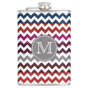 Flasques Rouge blanc gris Chevron Zigzag Monogramme