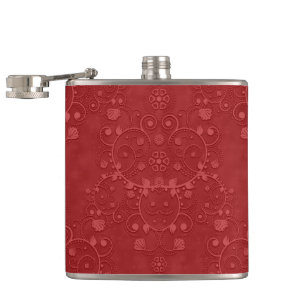 Flasques Rouge cramoisi profond motif damassé floral fantai