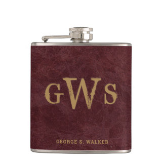 Flasques Rouge occidental rustique de cuir de Faux de