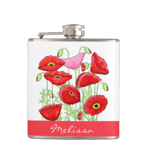 Flasques Rouge Papes Rose Art Nom personnalisé Personnalisé