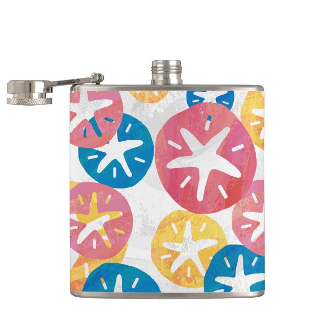 Flasques Sable Dollar Jaune Rouge Bleu Motif (Ouvert)