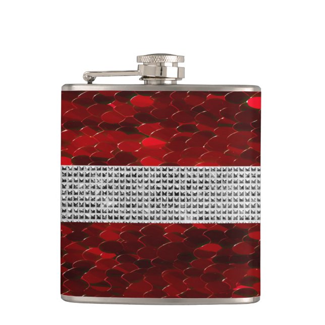 Flasques Sac élégant rouge et argent Vinyle enveloppé Flasq (Devant)