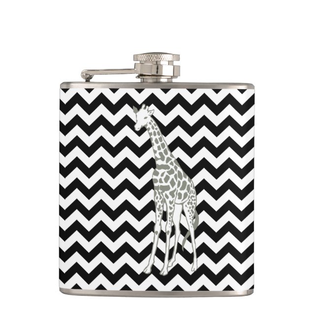 Flasques Safari noir Chevron avec Giraffe d'Art pop (Devant)