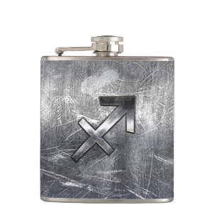 Flasques Sagittarius Zodiac Connexion Silver Steel look