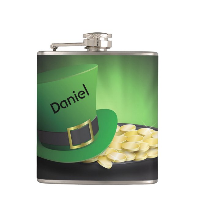 Flasques Saint Patrick's Day Leprechaun Casquette et Pot d' (Devant)