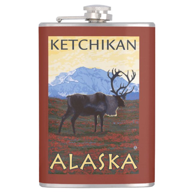 Flasques Scène de caribou - Ketchikan, Alaska (Devant)