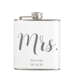 Flasques Script Bride personnalisé blanc