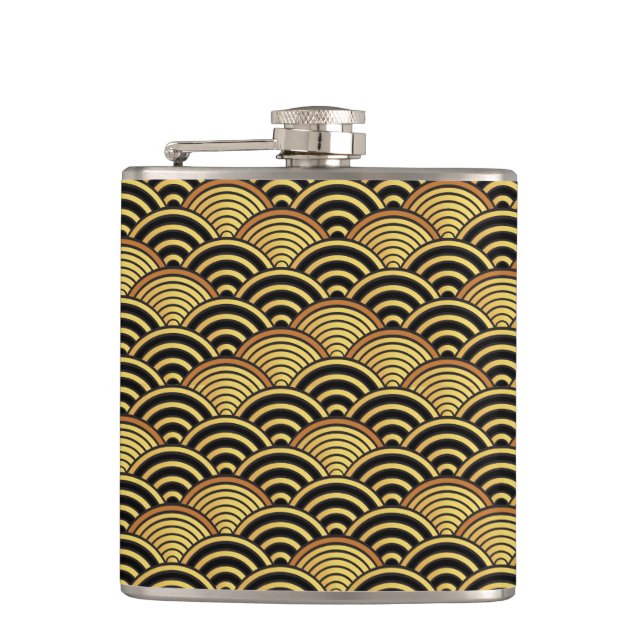 Flasques Seigaiha Japon Wave Gold Rainbow Motif (Devant)