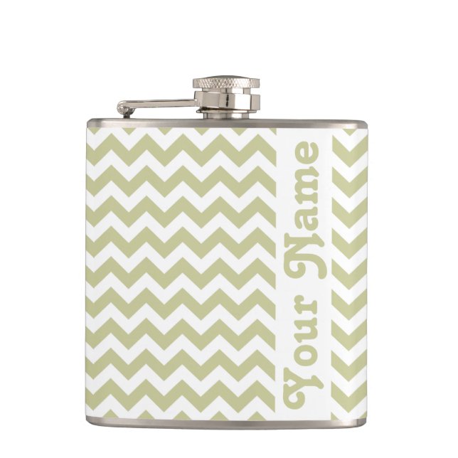 Flasques Serengeti Safari Chevron avec nom personnalisable (Devant)