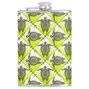 Flasques Shamanic Tortues de mer Motif - vert