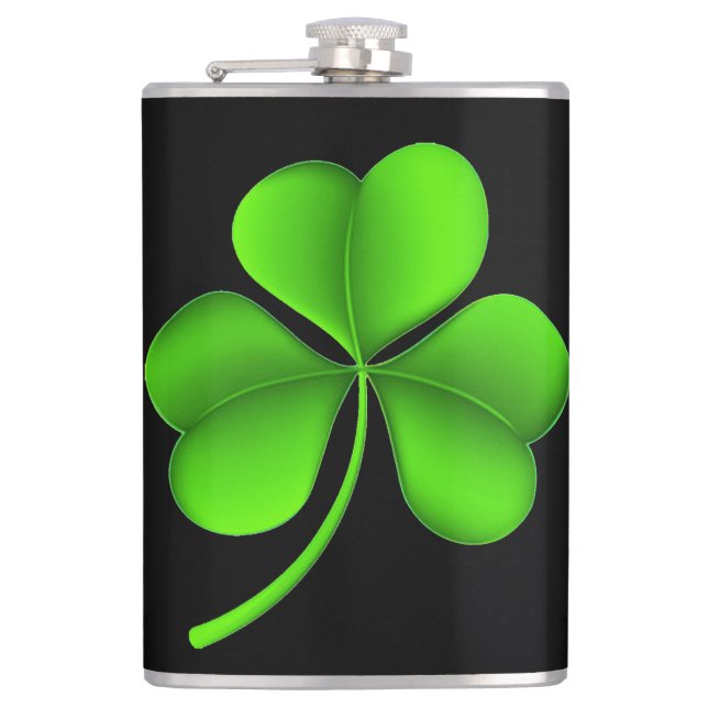 Flasques Shamrock sur écran noir (Devant)