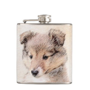 Flasques Shetland Sheepdog Puppy Peinture Chien original ar