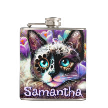 Siamese White Kitty Chat Crocus Floral Personnalis