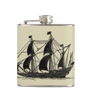 Flasques Silhouette de bateau avec les voiles se