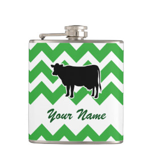 Flasques Silhouette de vache avec Motif Chevron Vert