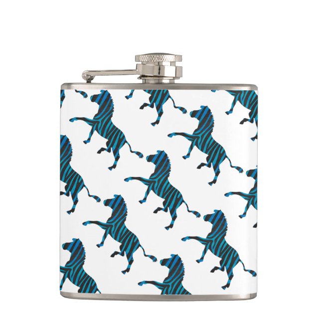 Flasques Silhouette noire et bleue Zebra (Devant)