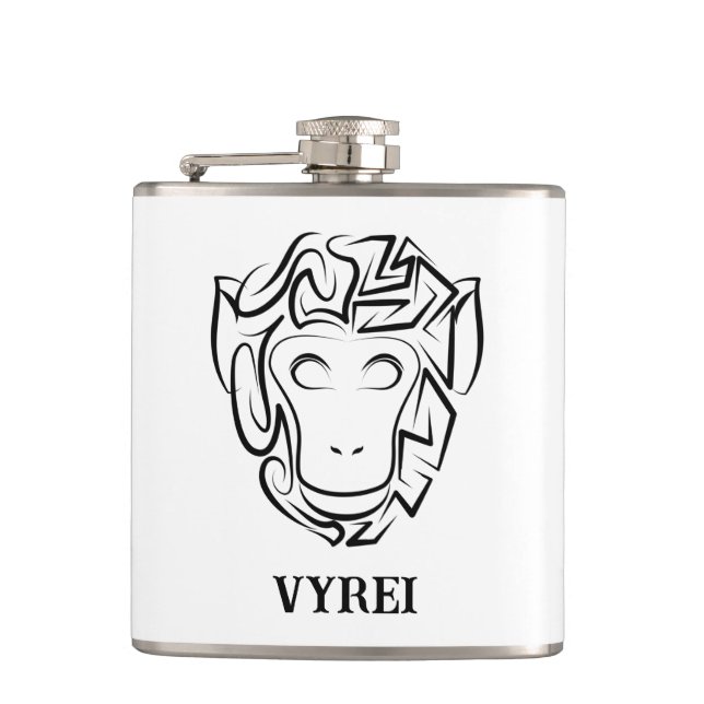 Flasques Singe tribal noir et blanc (Devant)