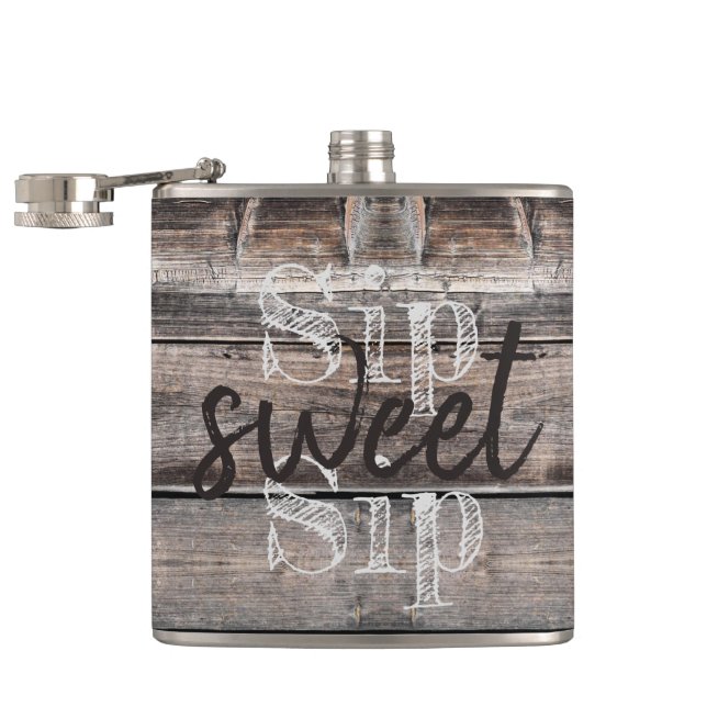 Flasques SIP SIP SWEET SIP patiné en bois en détresse | (Ouvert)