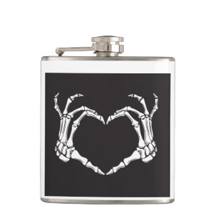 Flasques Skeleton Main Making a Heart on a
