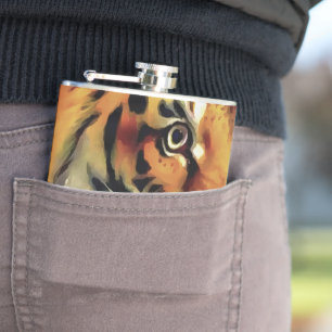 Flasques Snarling Tiger Portrait Artistique