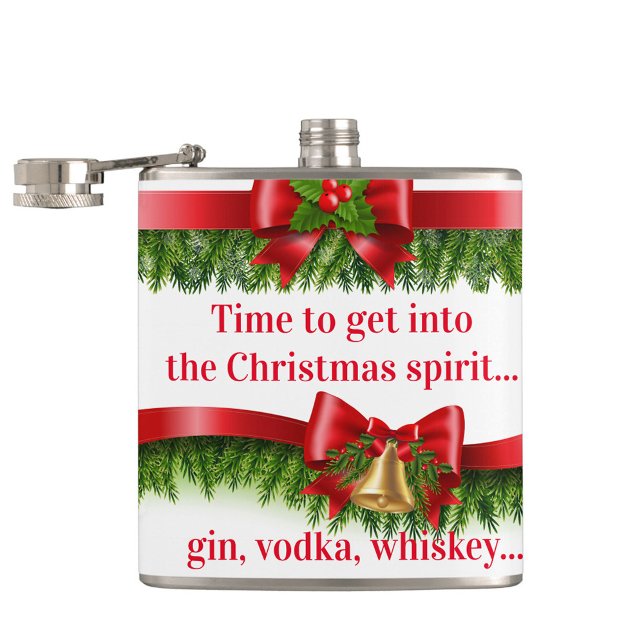 Flasques Soin de Noël (Christmas Decorated Flask with Holiday Text Message!)