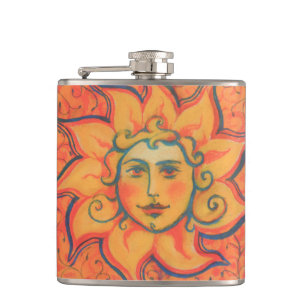 Flasques Soleil souriant, Art Imaginaire Fairytale, Jaune o