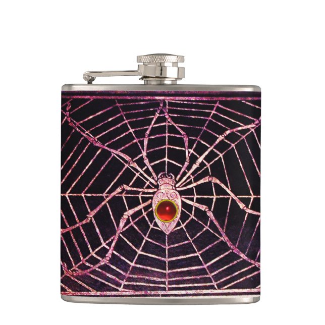 Flasques SPIDER ET WEB Rouge Ruby Noir (Devant)